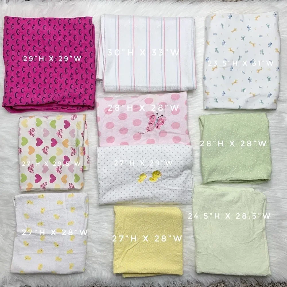 Baby Girl 100% Cotton Swaddle Blanket LOT